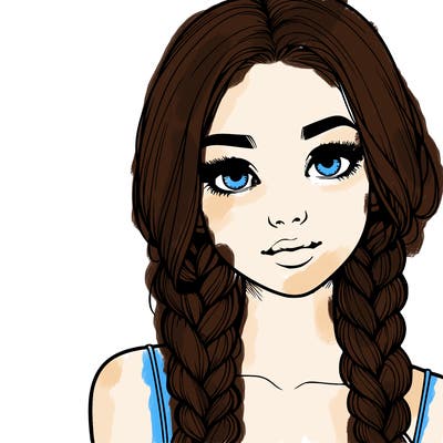 realistic girl with braids