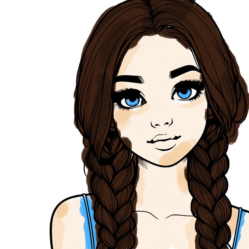 realistic girl with braids