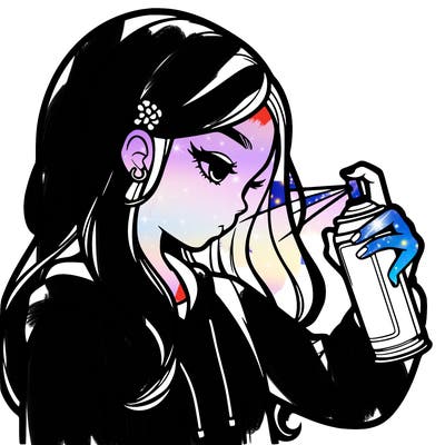 a realistic girl spray painting