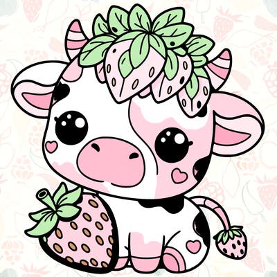 cute strawberry cow