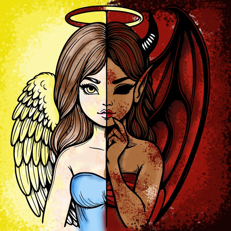 realistic angel half demon