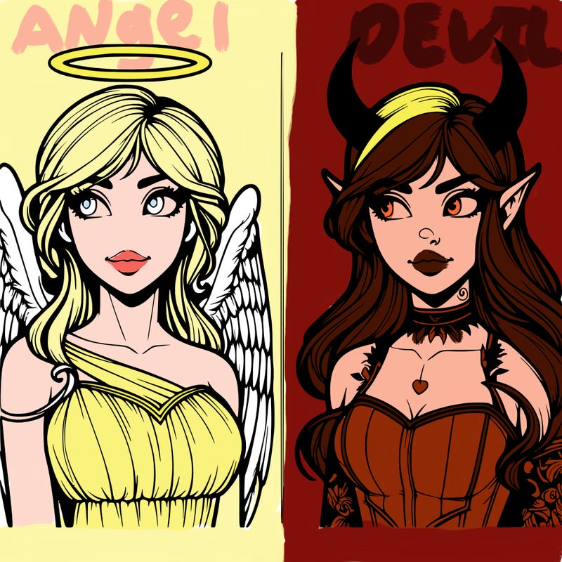 angel and devil split realistic both are girls