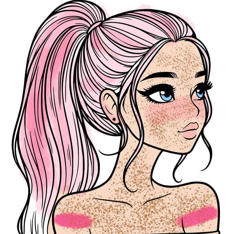 a beautiful and realistic girl with a high pony tail