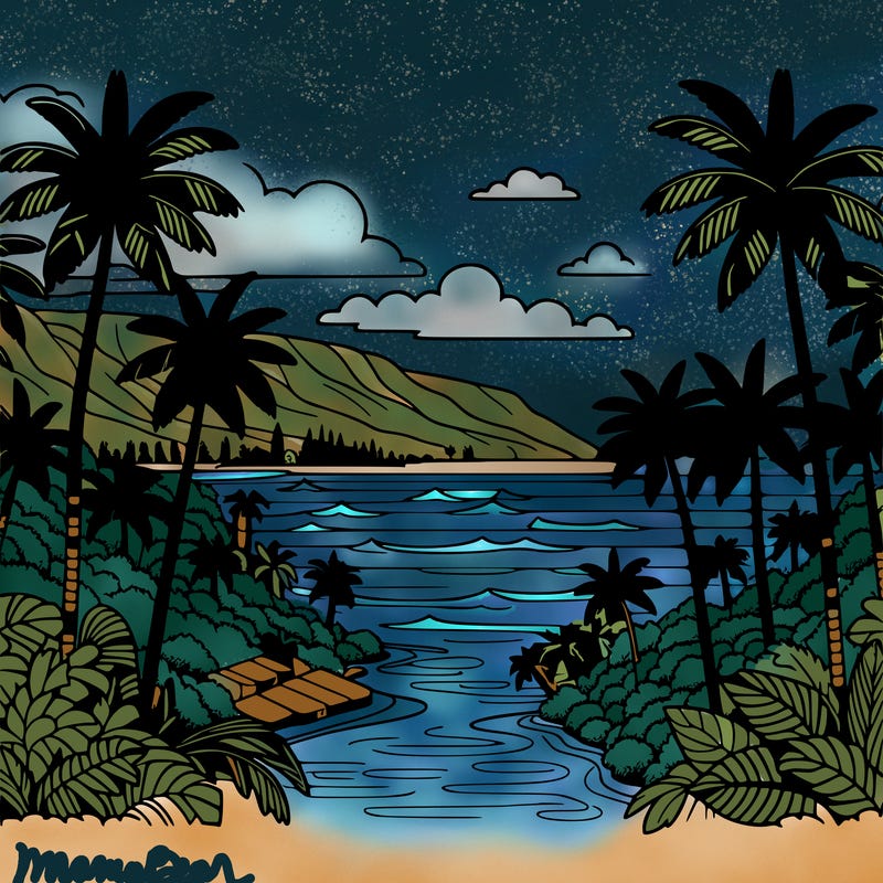 view of the ocean in hawaii lots of palm trees and beautiful view