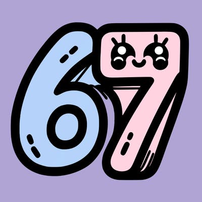 the numbers 67