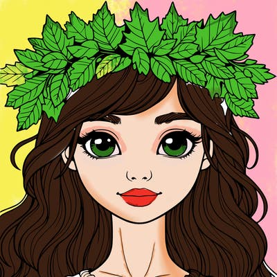 realistic girl with fall leaf crown