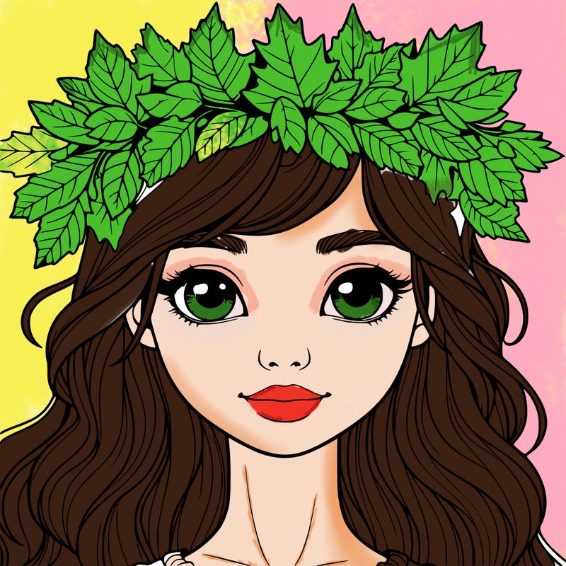 realistic girl with fall leaf crown