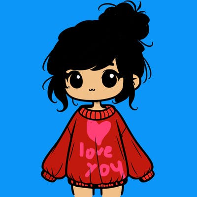 cute girl with baggy sweater and messy bun