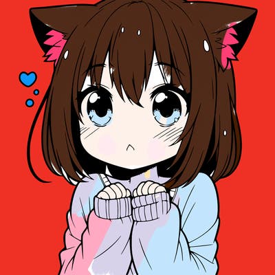 shy anime catgirl