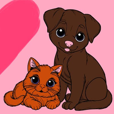 realistic cat and dog