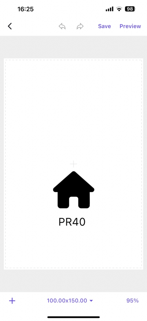 Inateck Office - Inateck Office app label design screen showing editing tools and canvas for PR40 printer
