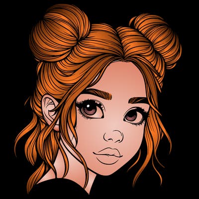 realistic girl with hair buns on her head