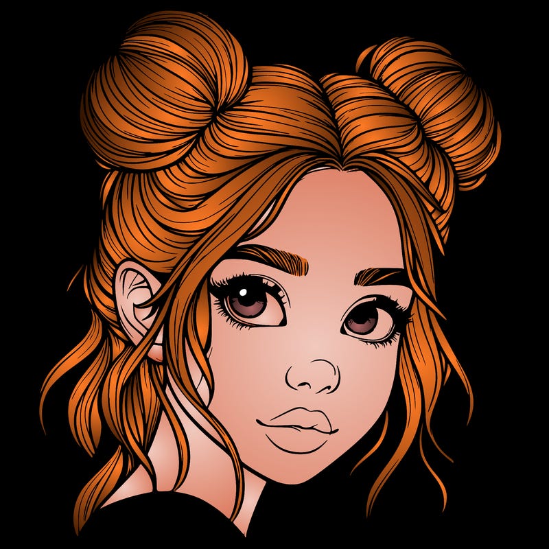 realistic girl with hair buns on her head
