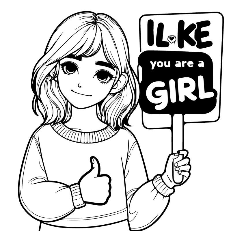 realistic girl holding up a sign that say like if you are a girl
