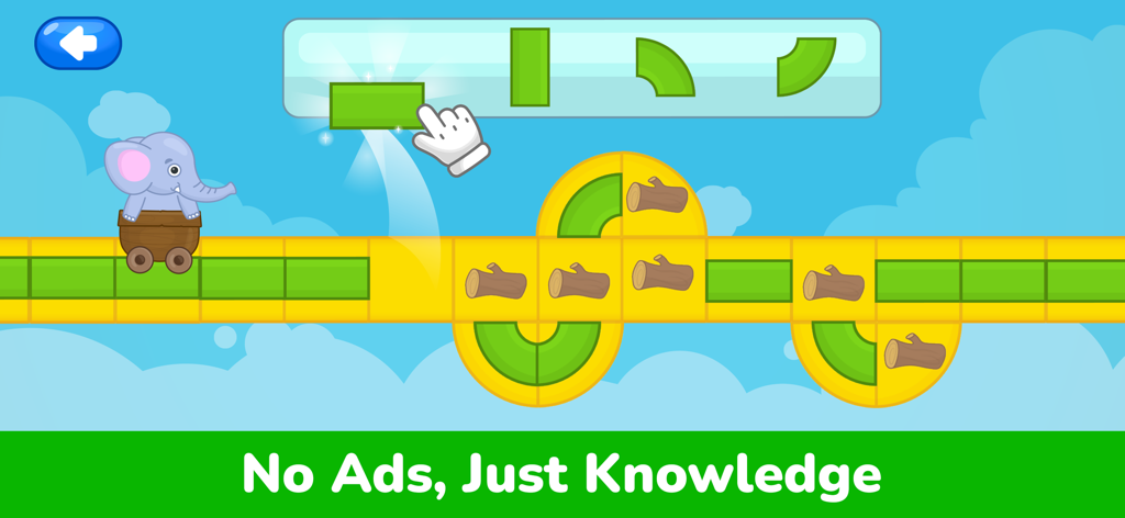 Kids & Toddlers Learning Game - Gioco educativo per bambini che mostra abbinamento di forme con un elefante dei cartoni animati