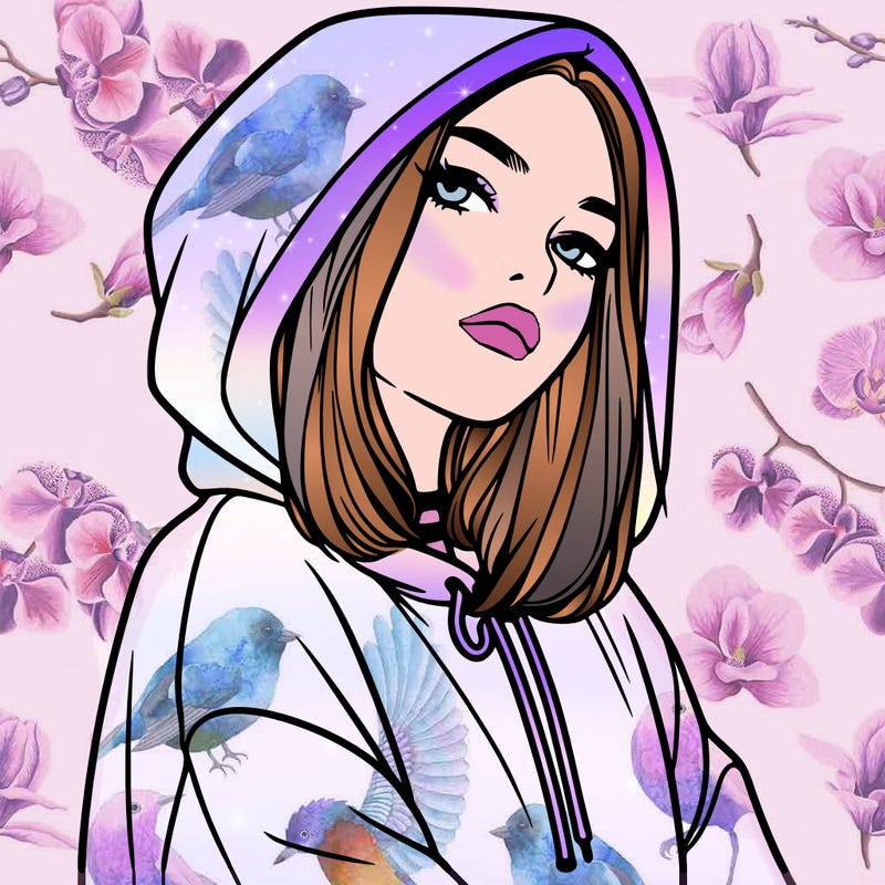 a realistic girl in a hoodie