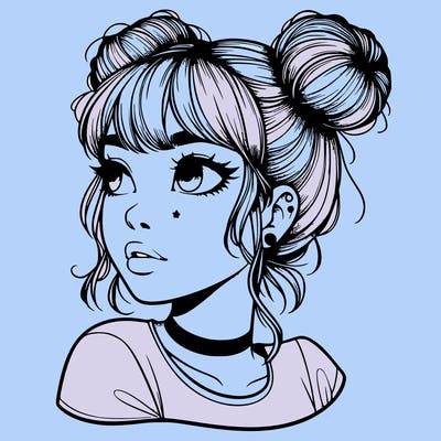 realistic girl with spacebuns