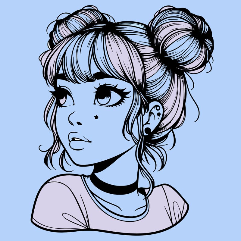 realistic girl with spacebuns