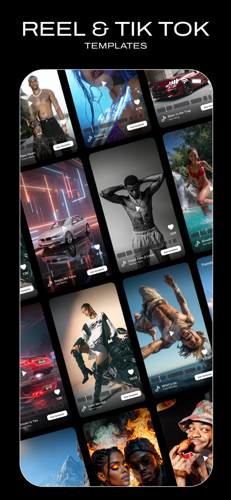 Vids AI - Reels Video Editor - Una collezione di modelli video professionali per creator di Reels e TikTok.