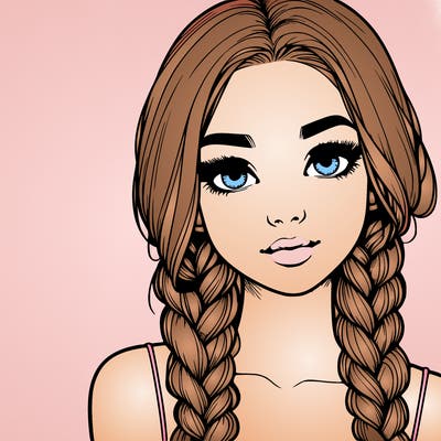 realistic girl with braids
