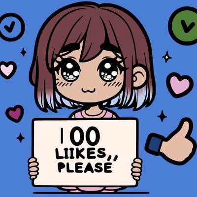 a girl with a sign saying 100 likes, please