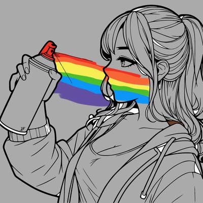 a realistic girl spray, painting