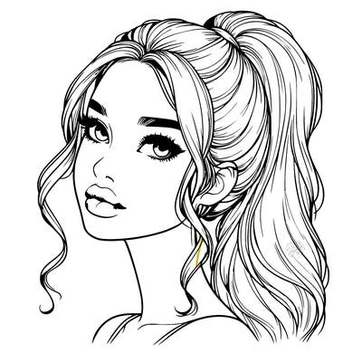 realistic girl with a ponytail on her hair and lips