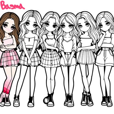 a group of girls realistic