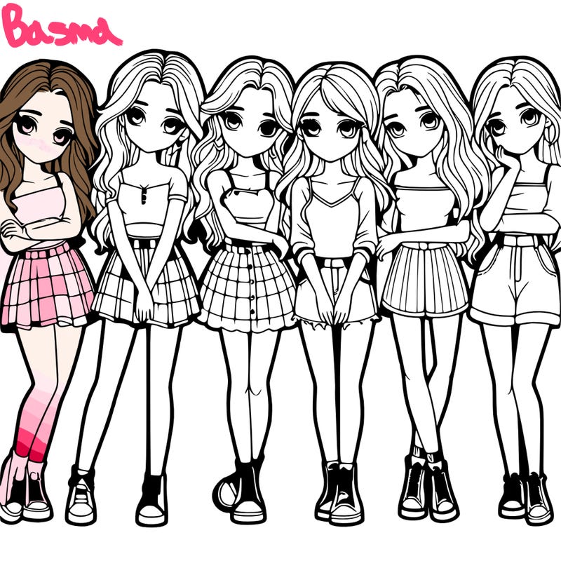 a group of girls realistic