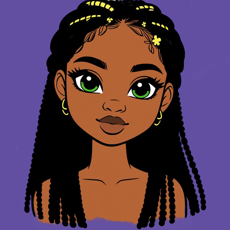 a realistic black girl with braids