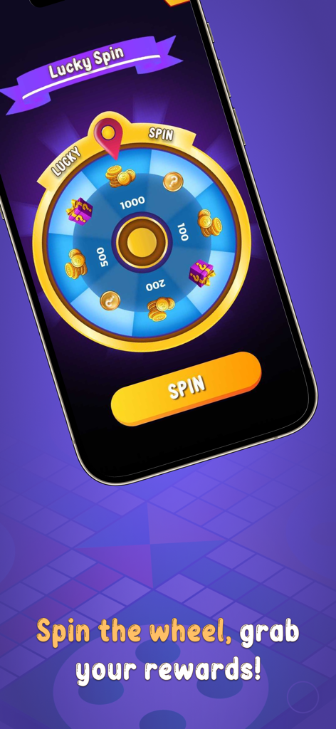 Ludo Voice - Una rueda de la suerte colorida en la interfaz de la aplicación Ludo Voice con recompensas de monedas y regalos