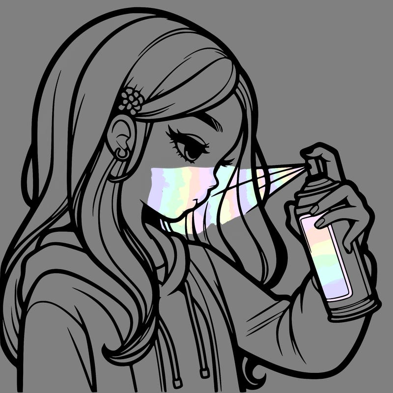 a realistic girl spray painting