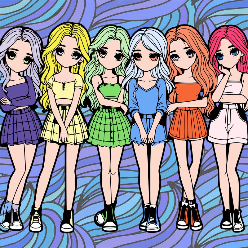 a group of girls realistic