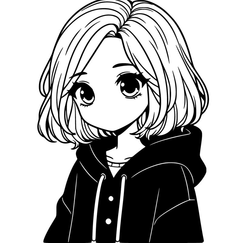 a 13 year old girl in a black hoodie