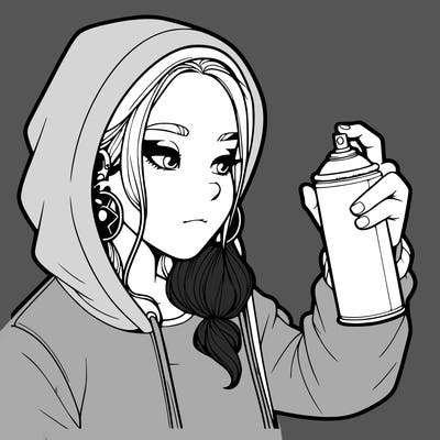 a realistic girl, spray painting