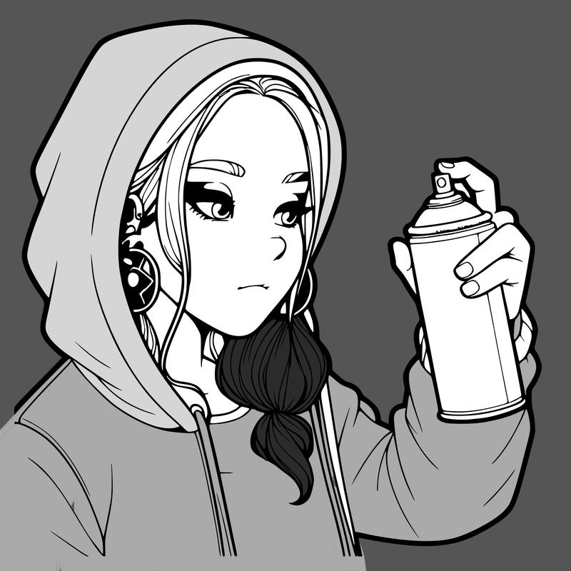 a realistic girl, spray painting