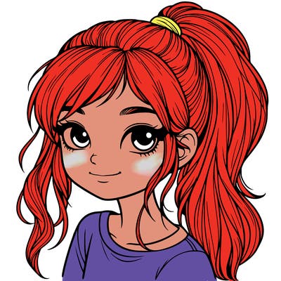 realistic girl with ponytail