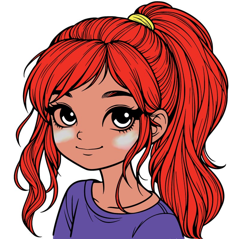 realistic girl with ponytail