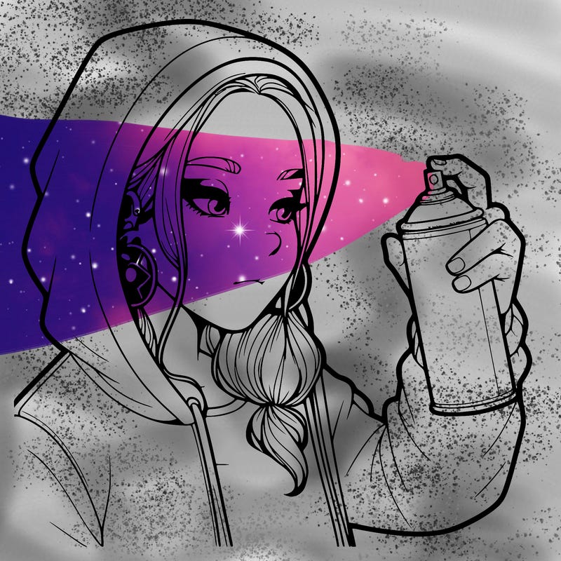 a realistic girl, spray painting