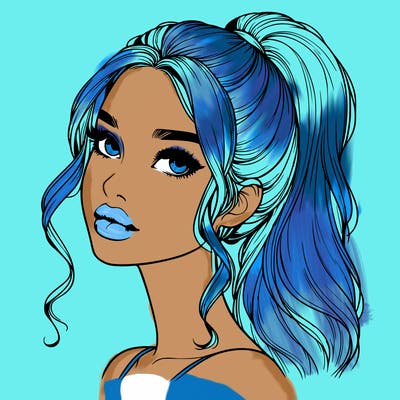 realistic girl with a ponytail on her hair and lips