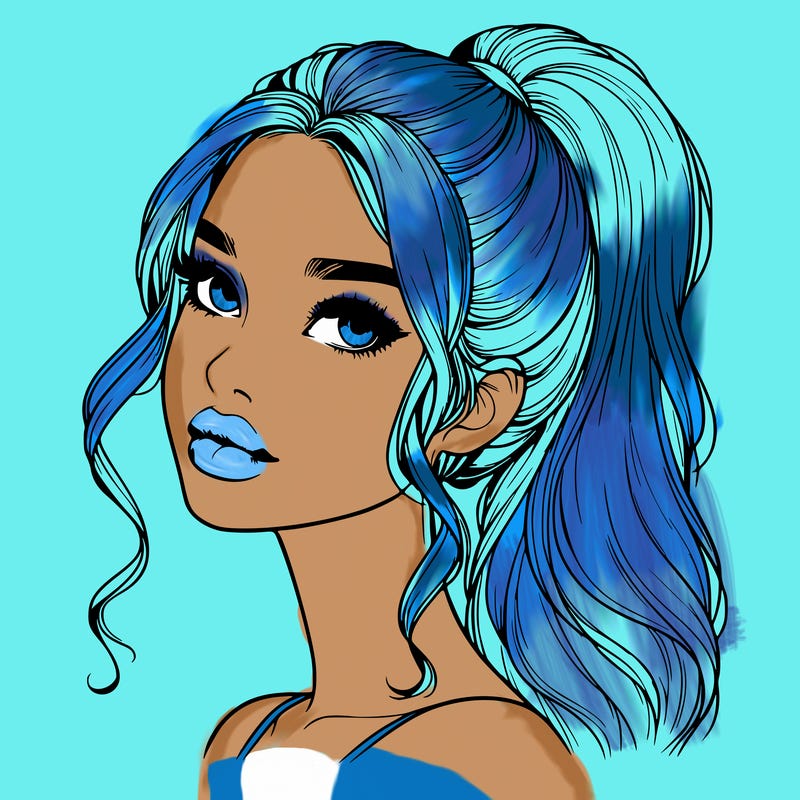 realistic girl with a ponytail on her hair and lips