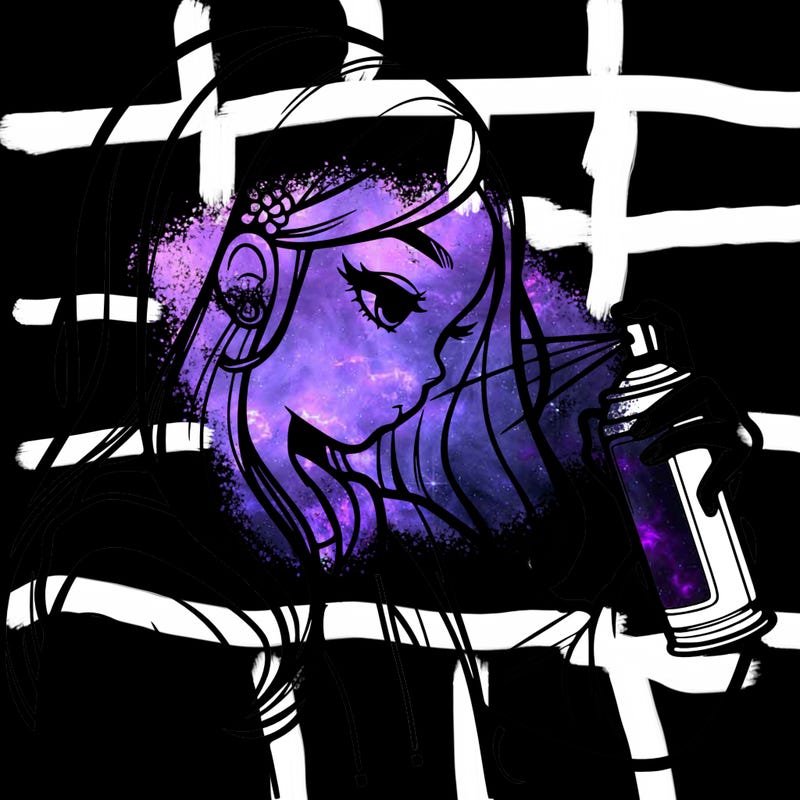 a realistic girl spray painting