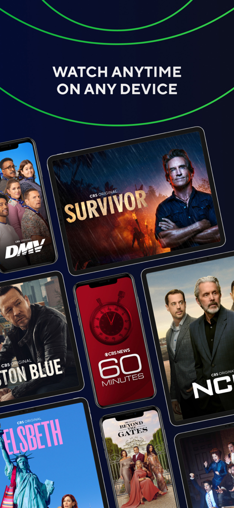 CBS - L'interface de l'application CBS sur plusieurs appareils montre des émissions populaires