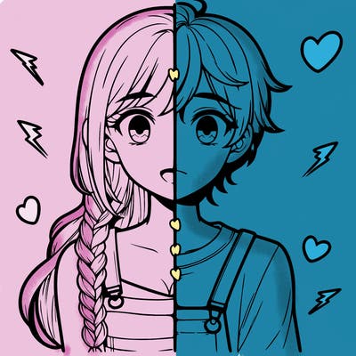 realistic girl boy split