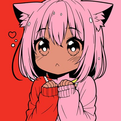 shy anime catgirl