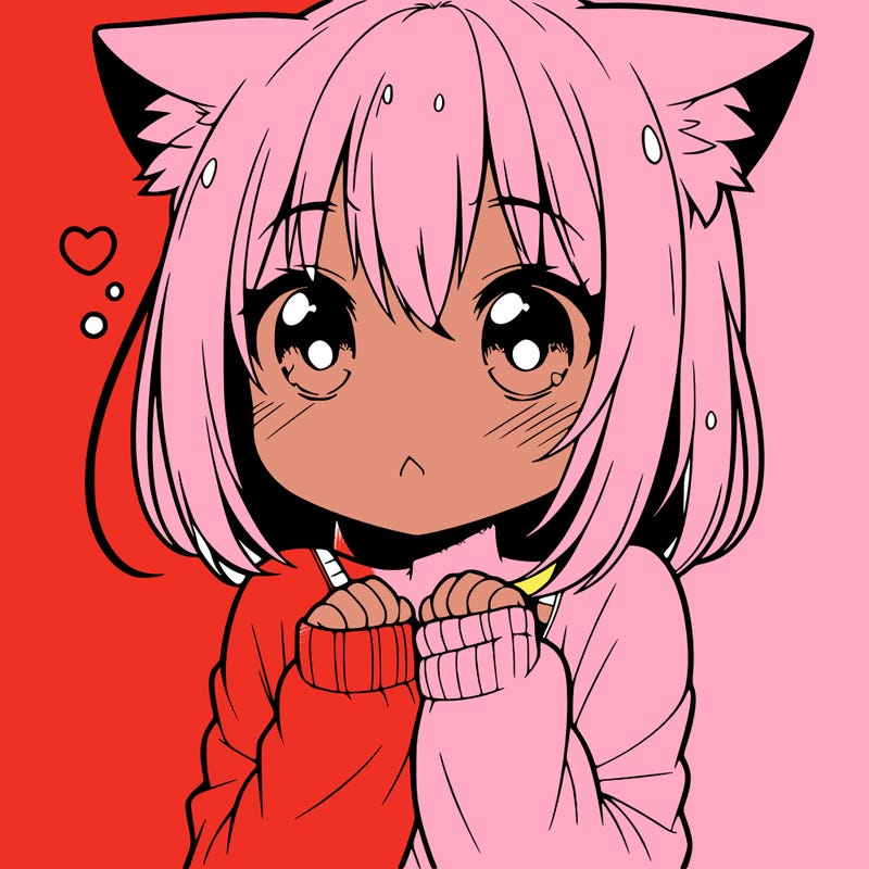 shy anime catgirl