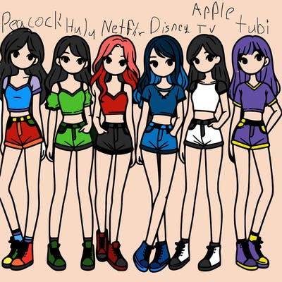 a group of girls wearing crop tops and shorts