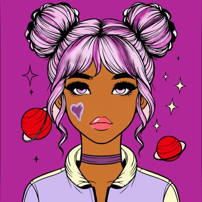 realistic girl with space buns