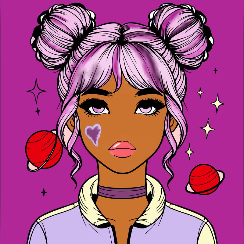 realistic girl with space buns