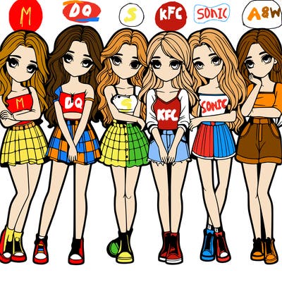 a group of girls realistic